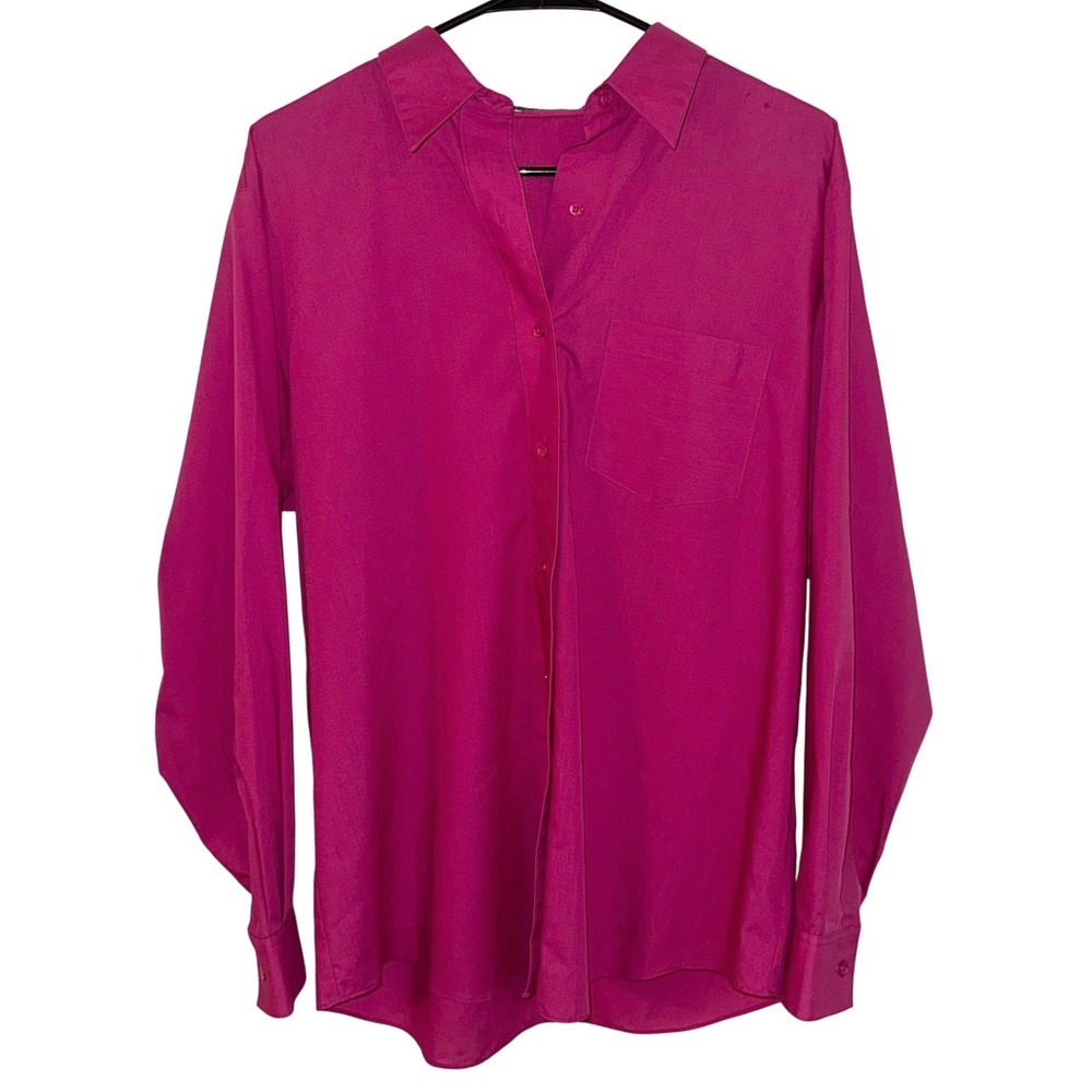 Foxcroft Pink Wrinkle Free Button Up Shirt Women's 14 Pink Magenta